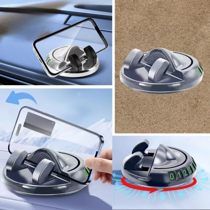 BUĞZ Yumurcak Shop® Numaratörlü Güçlü Yapışkanlı 360 Derece Dönebilen Su Geçirmez Araç İçi Telefon Tutucu Plastik Aparat