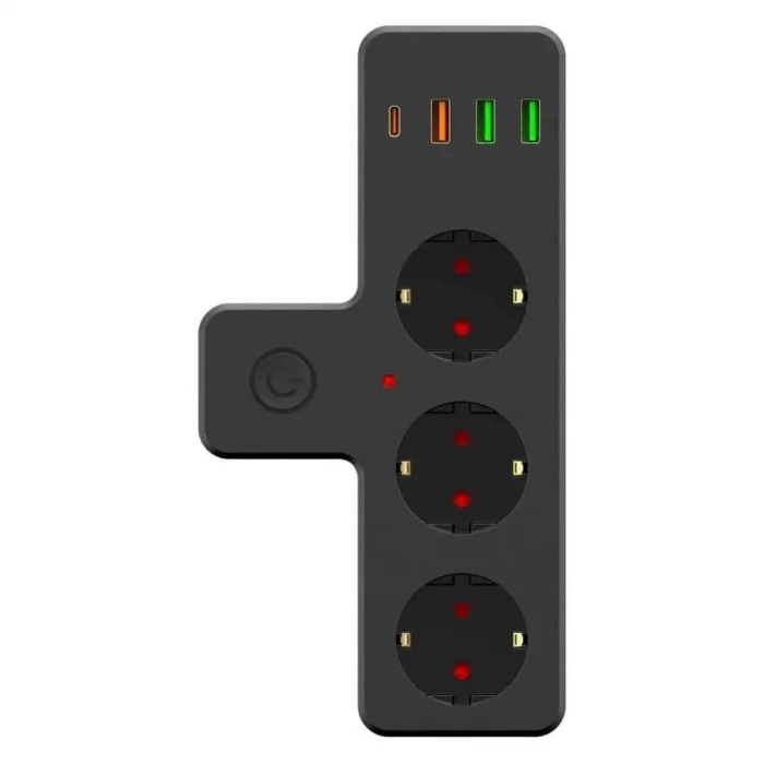 BUĞZ Yumurcak Shop Termal Akım Korumalı 3 Adet Soket,3 Adet USB ve 1 Adet Type-C Girişli 20w Priz Model 3397