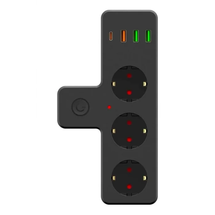 BUĞZ Yumurcak Shop Termal Akım Korumalı 3 Adet Soket,3 Adet USB ve 1 Adet Type-C Girişli 20w Priz Model 3397
