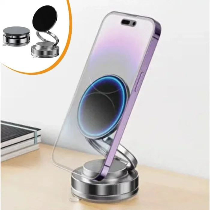 BUĞZ Yumurcak Shop® Vakumlu Manyetik Telefon Tutucu – Güçlü Vakum 360° Döner Araç İçi Telefon Standı, Ultra Sabit Manyetik Destekli Mobil Cihaz Aparatı