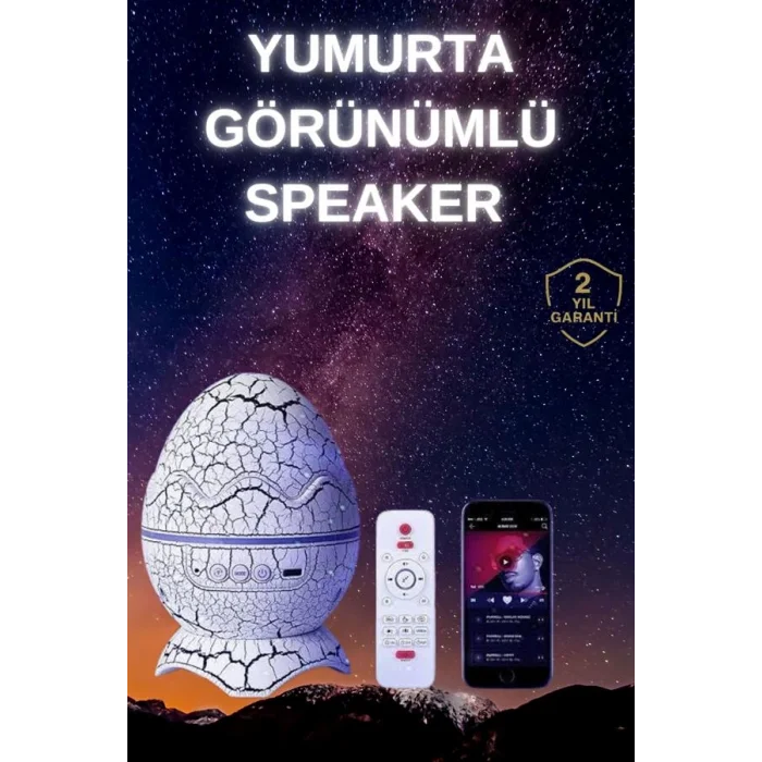 BUĞZ Yumurta Şeklinde Su Dalgalı Bluetooth Speaker Lamba Renkli Şarjlı - BUĞZ