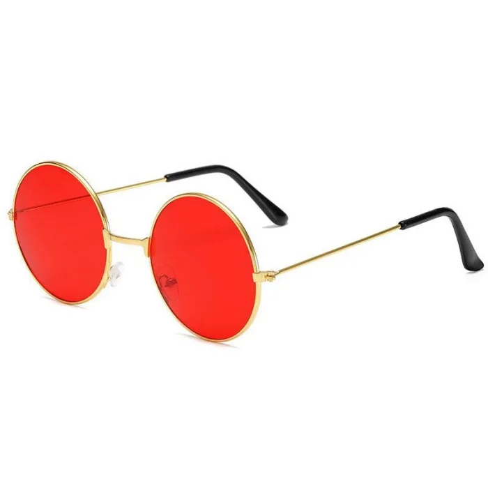 Yuvarlak Cam John Lennon Tarzı Gold Çerçeveli Kırmızı Gözlük