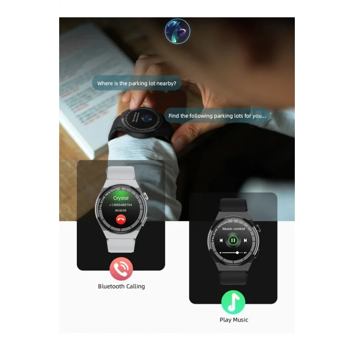 BUĞZ Yuvarlak Çelik Kasa NFC Özellikli Akıllı Saat - Nabız ve Uyku Takibi, Suya Dayanıklı