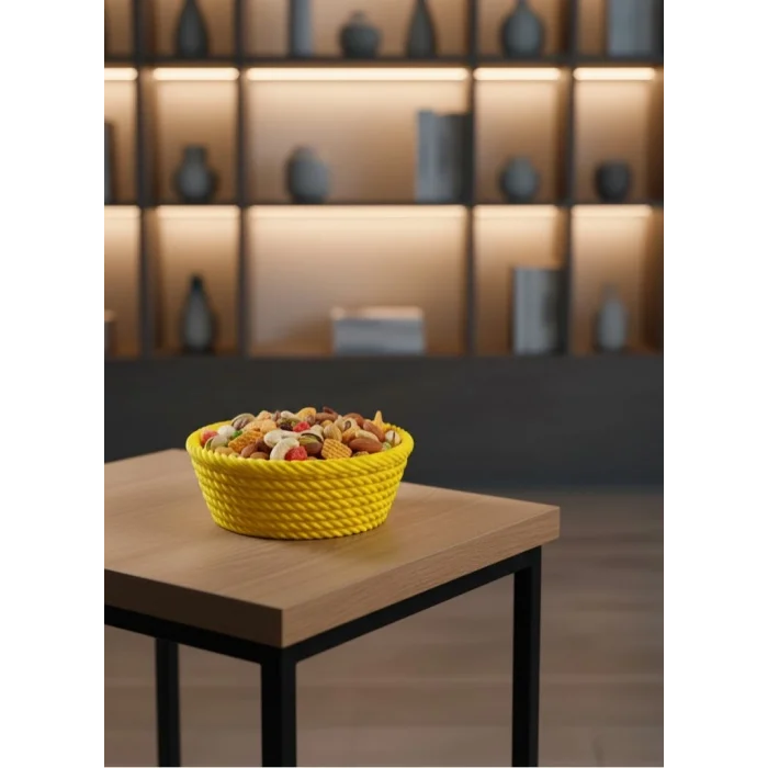 BUĞZ Yuvarlak Çerezlik Sarı Şık Tasarım ve Kompakt Boyut