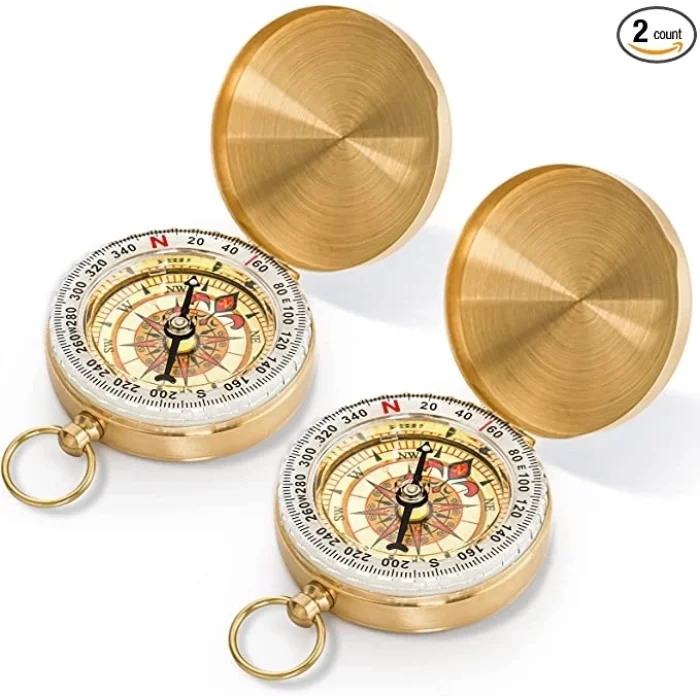 BUĞZ Yuvarlak Sarı Metal Kasa Su Geçirmez Fosforlu Dayanıklı Pusula G50