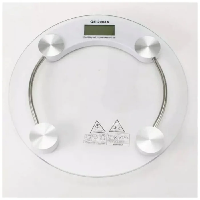 BUĞZ Yuvarlak Şeffaf Dijital Cam Baskül Tartı – 180 Kg Taşıma Kapasitesi, Hassas Ölçüm, Şık Tasarım Terazi