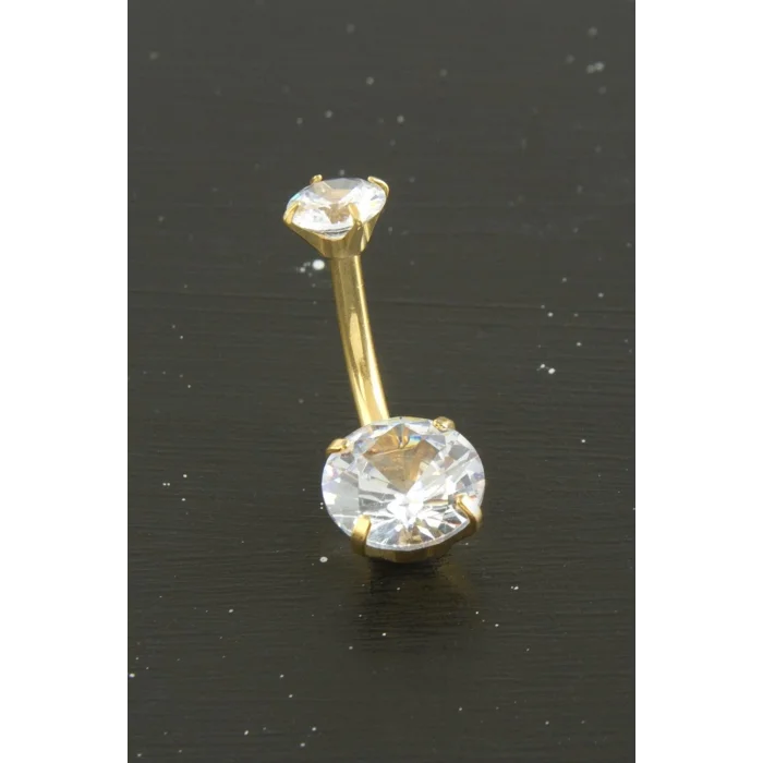 BUĞZ Yuvarlak Zirkon Taşlı Çelik Piercing 1 Adet
