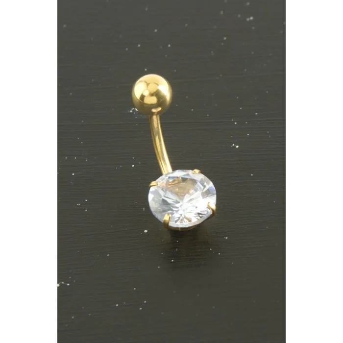 BUĞZ Yuvarlak Zirkon Taşlı Çelik Piercing 1 Adet