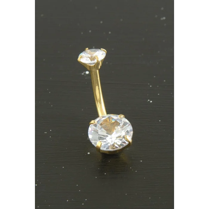 BUĞZ Yuvarlak Zirkon Taşlı Çelik Piercing 1 Adet