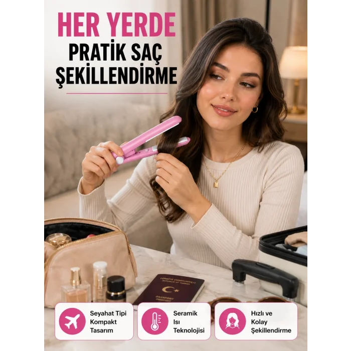 BUĞZ Yüzer Plakalı Kompakt Bukle Maşası – Elastik Tutuculu, Saç Dostu Profesyonel Tasarım Yeni Nesil
