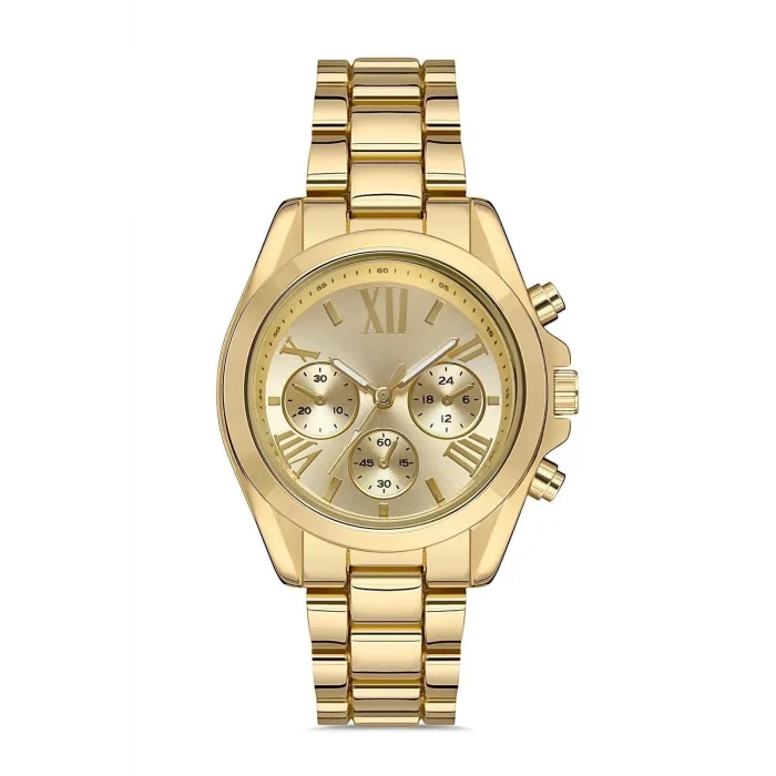  Zarif Ve Şık Özel Tasarım Roma Rakam Detaylı  Metal Bayan Kol Saati (gold)