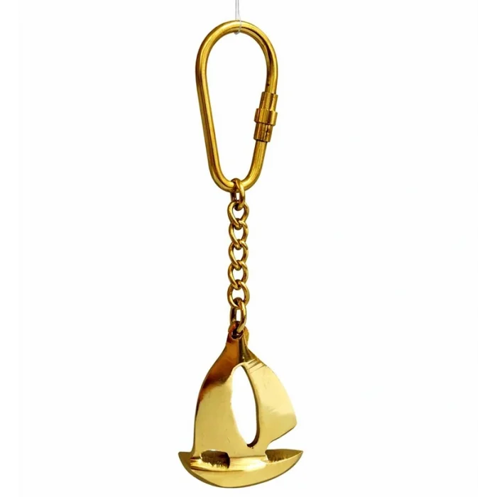 BUĞZ Zarif Yelkenli Tasarım Pirinç Anahtarlık