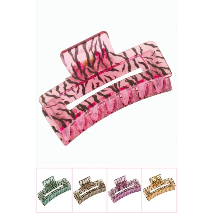 BUĞZ Zebra Desenli Dikdörtgen Mandal Toka 8 cm