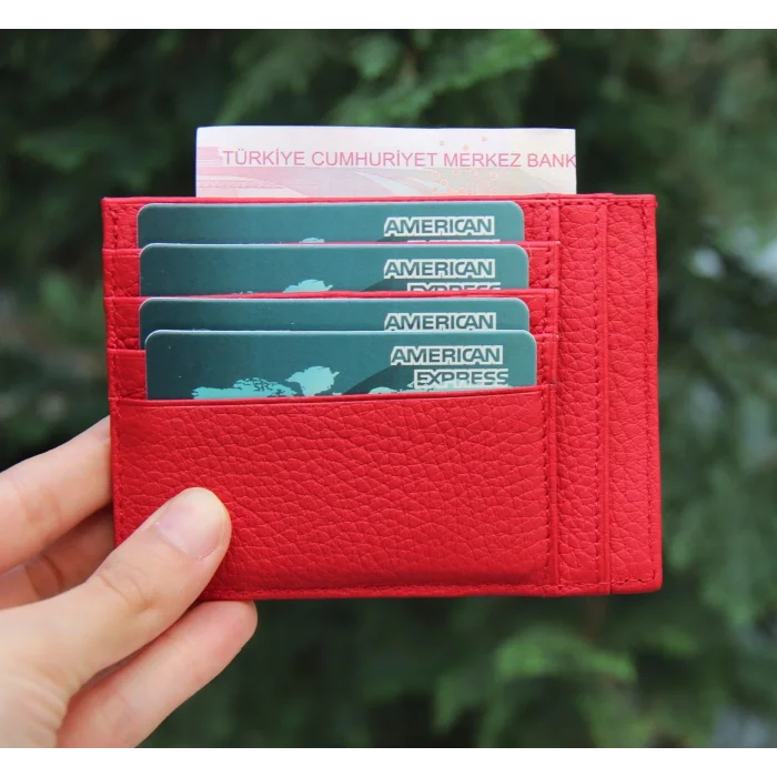 BUĞZ Zip Deri Fermuarlı Kartlık ZPCH ERC2 Kırmızı