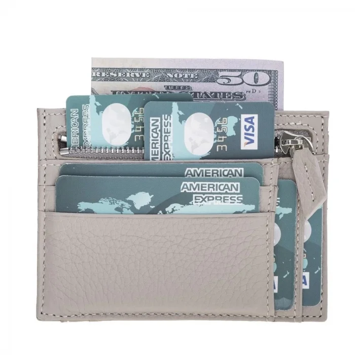  Zip Deri Fermuarlı Kartlık ZPCH ERC3 Bej