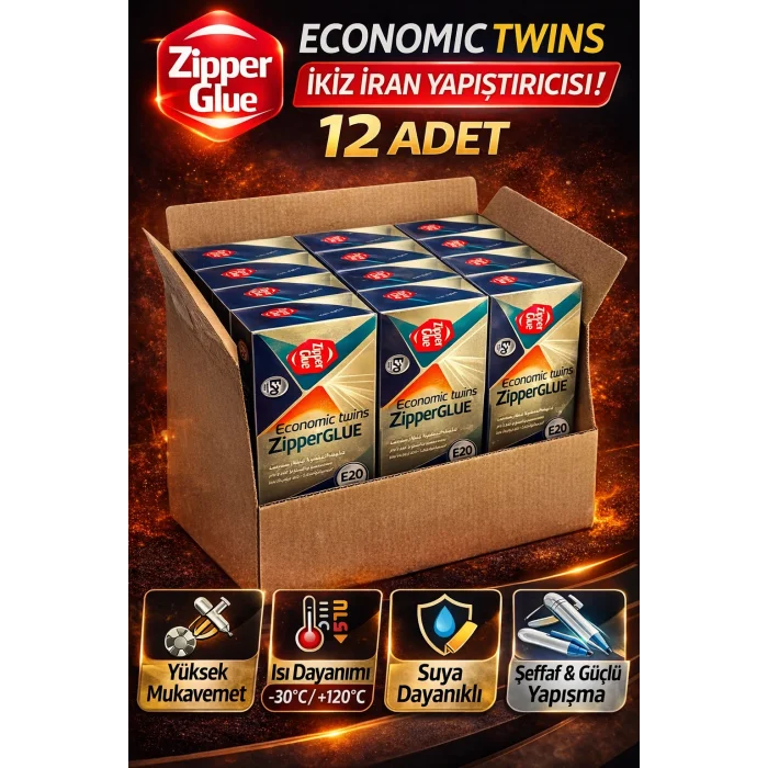 BUĞZ Zipper Glue İkiz İran Yapıştırıcısı 12 Adet A+B Çift Bileşenli Epoksi Güçlü Metal Plastik Cam Seramik Yapıştırıcı