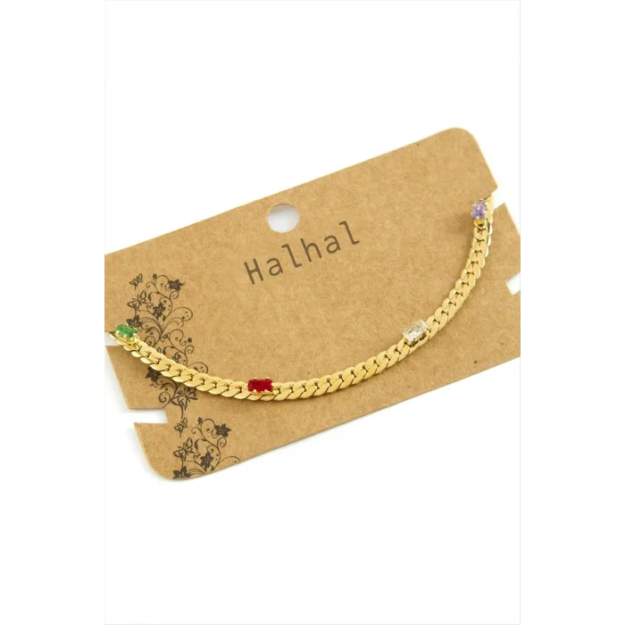  Zirkon Taşlı Burgulu Lüks Çelik Halhal