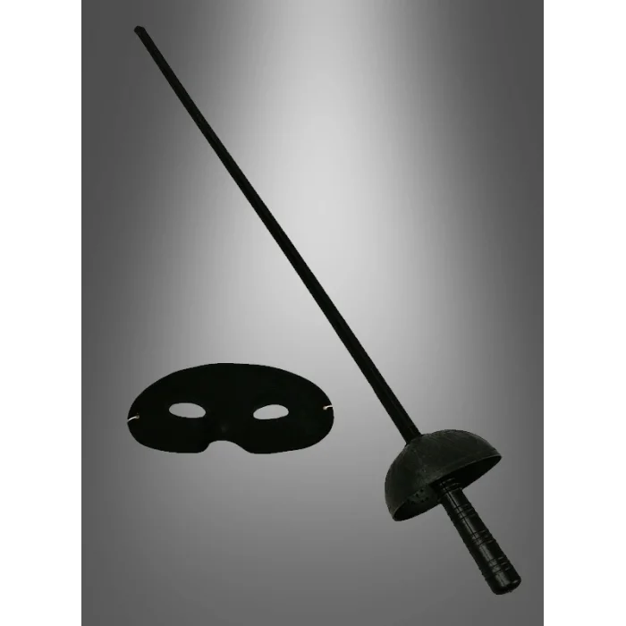 BUĞZ Zorro Kostüm Plastik Aksesuar Seti – Maske Ve Kılıç (67 Cm)