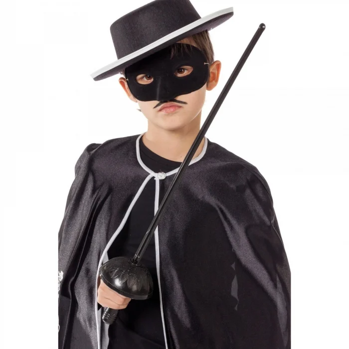 BUĞZ Zorro Kostüm Plastik Aksesuar Seti – Maske ve Kılıç (67 cm)