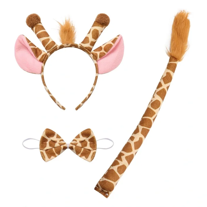 BUĞZ Zürafa Kosümü Aksesuar Seti 3 lü - Taç Papyon Kuyruk