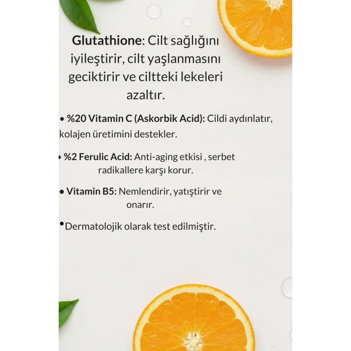 C Vitamini Serum - Leke Karşıtı, Cilt Aydınlatıcı, Nemlendirici Ve Cilt Tonu Eşitleyici Serum - 30ml