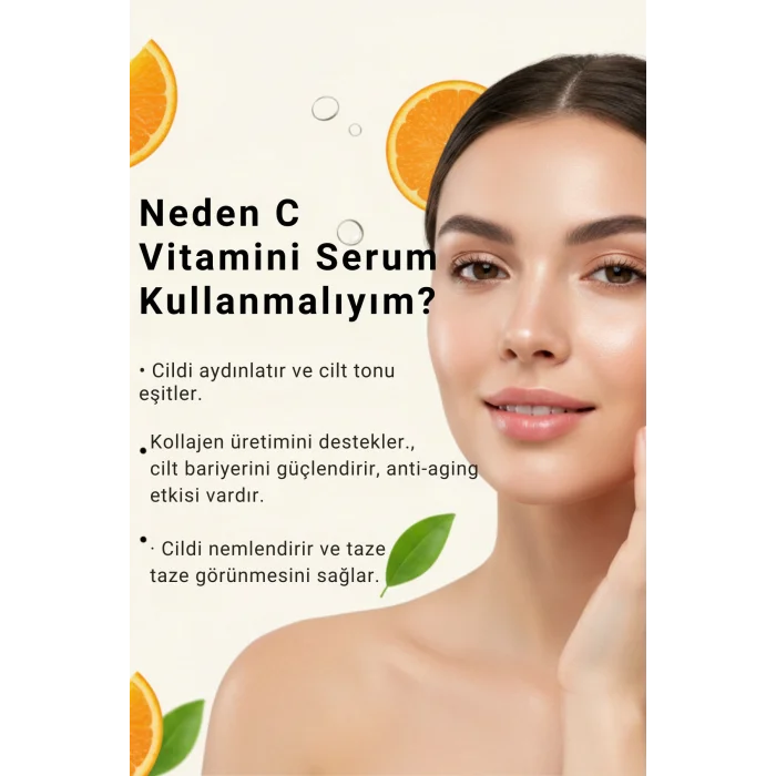 C Vitamini Serum - Leke Karşıtı, Cilt Aydınlatıcı, Nemlendirici Ve Cilt Tonu Eşitleyici Serum - 30ml