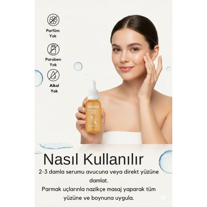 C Vitamini Serum - Leke Karşıtı, Cilt Aydınlatıcı, Nemlendirici Ve Cilt Tonu Eşitleyici Serum - 30ml