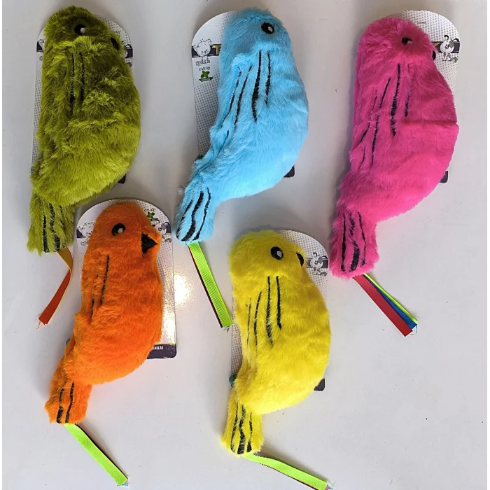 Catnipli Zilli  Peluş Kuş Kedi Köpek  Oyuncağı Çeşitli Renklerde 8 cm x 30 cm