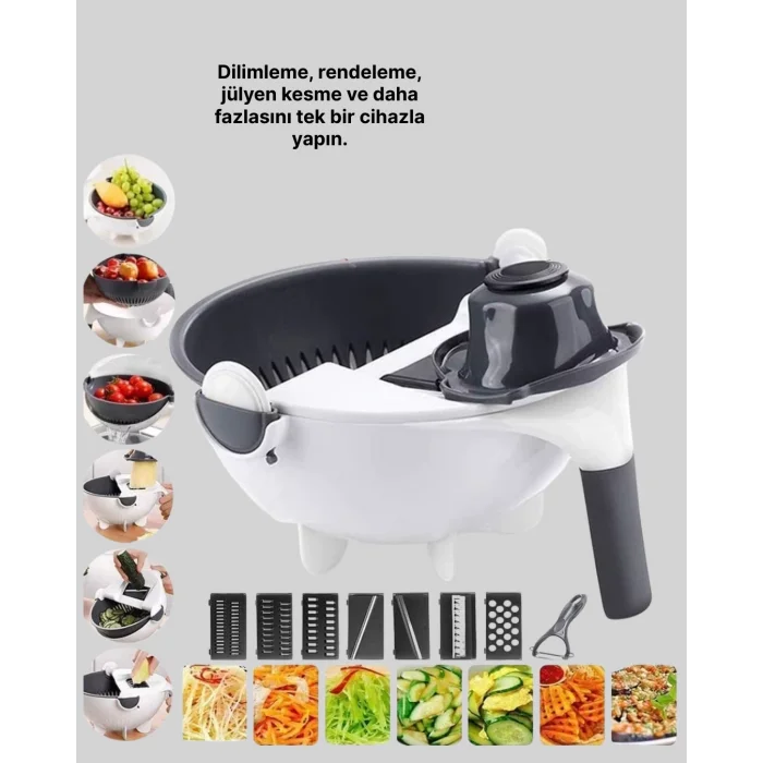 Çok Amaçlı Hazneli Sebze Rende Doğrayıcı ve Soyucu
