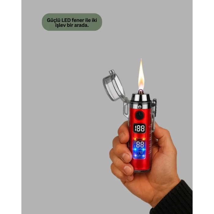 Çok Fonksiyonlu Şarjlı LED Fenerli USB Çakmak