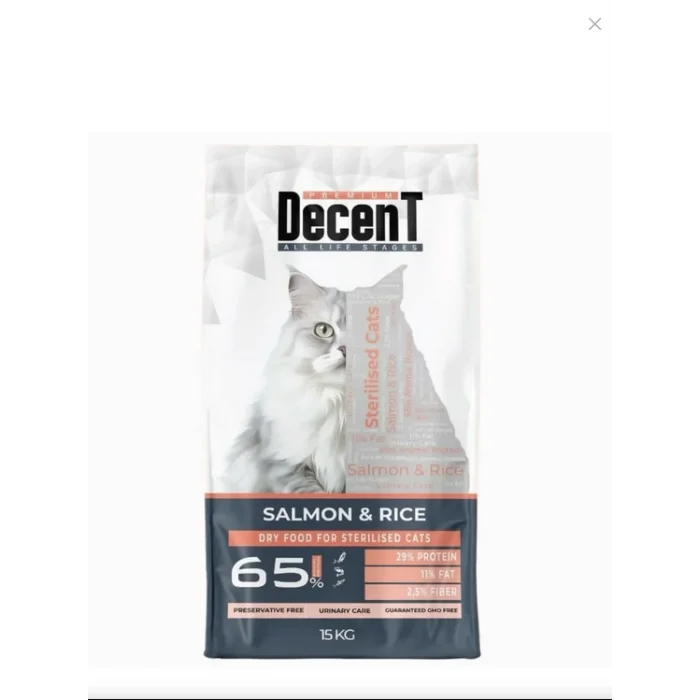 Decent Premium Sterilised Somon Balıklı Kısırlaştırılmış Kedi Maması 15 kg