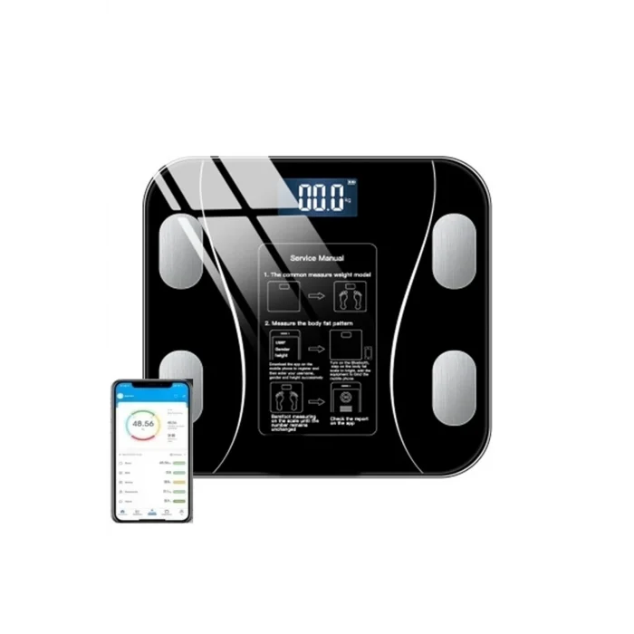 Dijital Baskül Yağ Su Kas Vücut Kitle Endeksi Kilo Ölçer Pilli Bluetoothlu