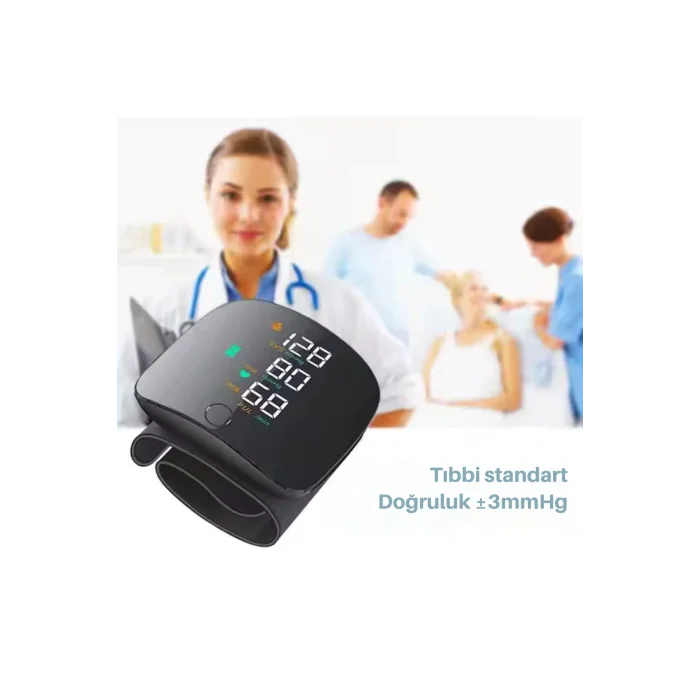 Dijital Bilekten Tansiyon Aleti – Otomatik Ölçüm, Renkli LCD Ekran, Taşınabilir ve Kolay Kullanım