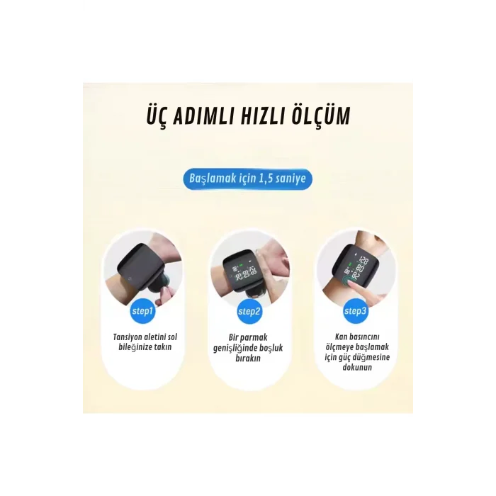 Dijital Bilekten Tansiyon Aleti – Otomatik Ölçüm, Renkli LCD Ekran, Taşınabilir ve Kolay Kullanım