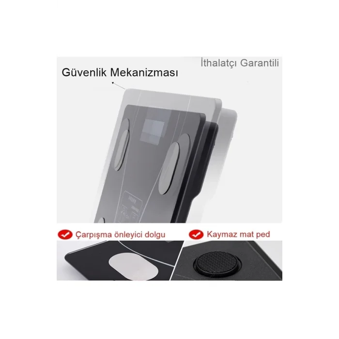 Dijital Tartı Baskül Yağ Su Kas Vücut Kitle Endeksi Kilo Ölçer Tartı Siyah Led Panel