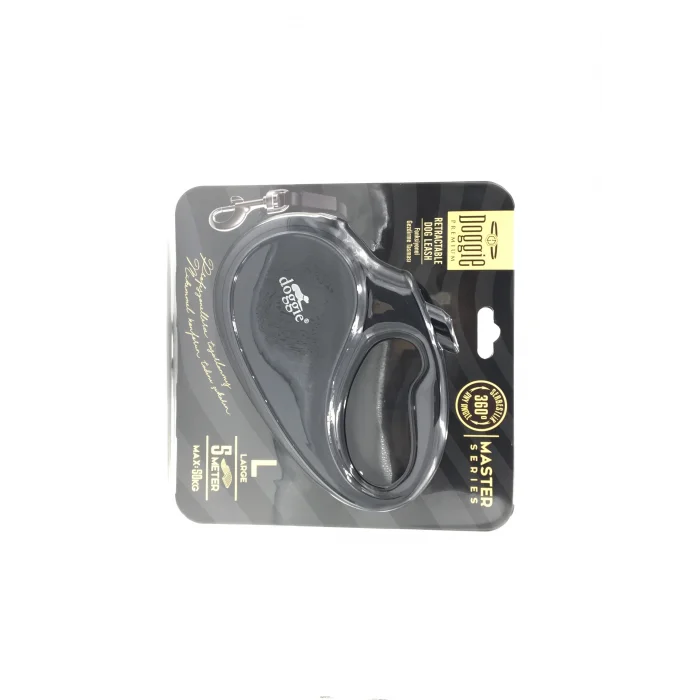 Doggie Master Seri Otomatik Makaralı Köpek Gezdirme 50 kg / 5 M Siyah