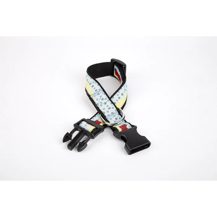 Doggie Pati Desenli Dokuma Köpek Boyun Tasması 3 cm x 36-60 cm Siyah