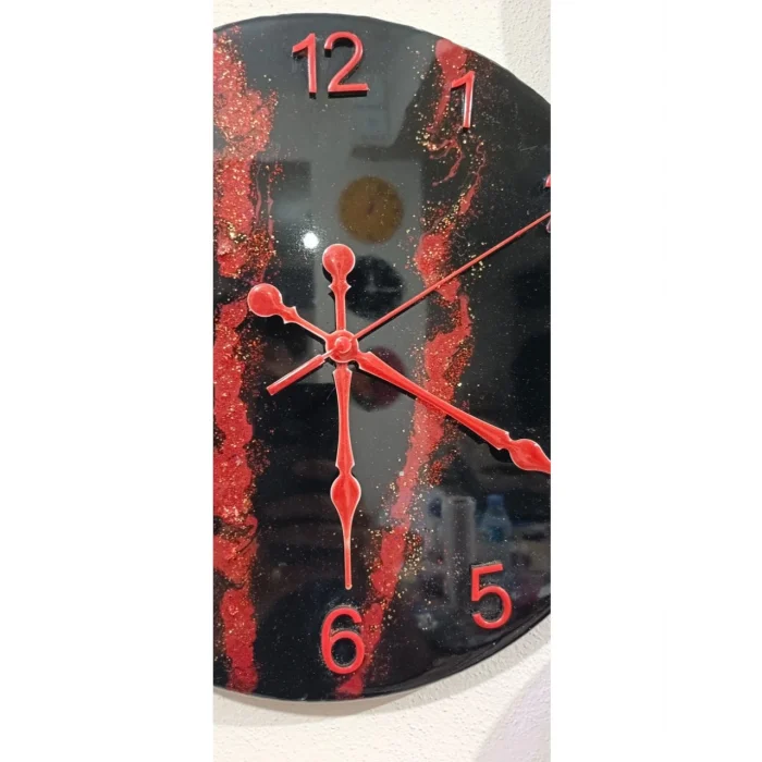 Epoksi Duvar Saati 33 cm - Studiolevib Daire Şekil Handmade Sessiz Pilli Özel Dizayn