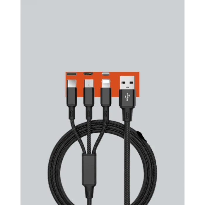 Evrensel 3 Başlıklı Şarj Kablosu – iPhone Huawei Samsung İçin