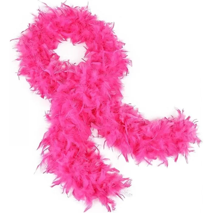 Fuşya Renk Kabarık Kalın Otriş Boa Tüy 6 cm Genişlik 180-200 cm Uzunluk