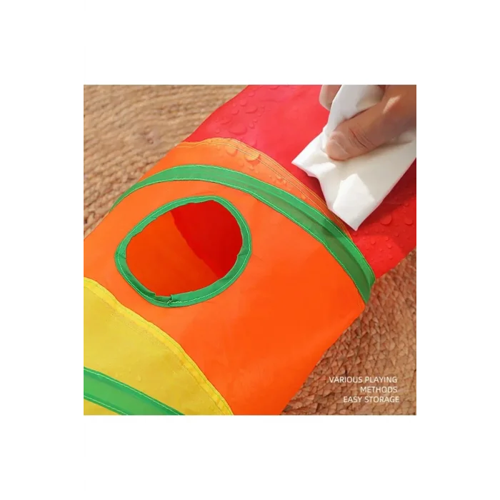 Gökkuşağı Desenli  Kedi Oyun Tüneli, Katlanabilir 125 cm