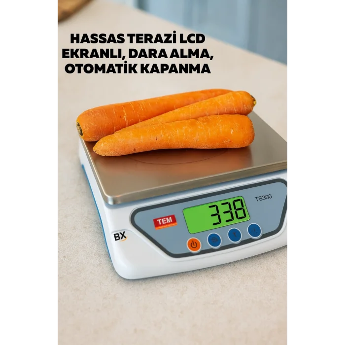 Hassas Dijital Terazi LCD Ekranlı Dara Alma ve Otomatik Kapanma Özellikli Mutfak Tartısı