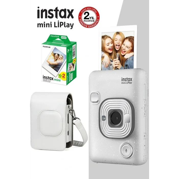 Genel Ürün Instax Mini LiPlay Hybrid Stone White Fotoğraf Makinesi Çantalı ve 20li Filmli Seti 1