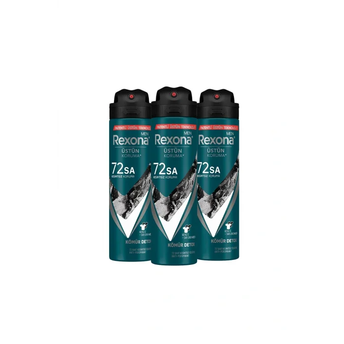 Kol Saati Kömür Detox 72 Saat Kesintisiz Üstün Koruma 150 ml  Erkek Sprey Deodorant 3 Adet EMG1000315