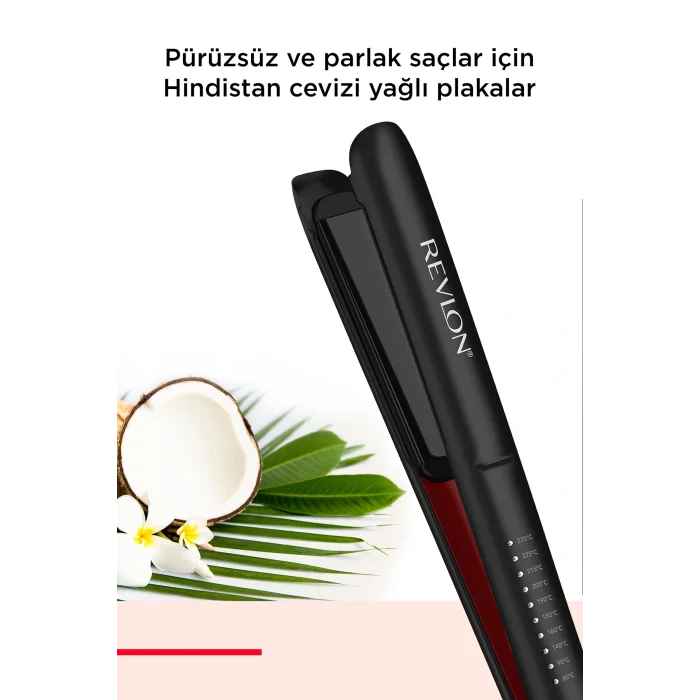 Genel Ürün Hindistan Cevizi Yağlı 25mm Saç Düzleştirici + Seyahat Çantası RVST2211PE