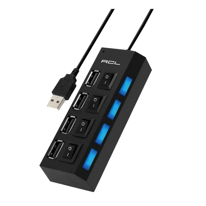 Genel Ürün Ahb-01 Usb 2.0 Led Tasarım 4 Usb Portlu Anahtarlı Çoklu Çoğaltıcı Usb Çıkışı