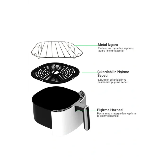 Genel Ürün Fritöz Wiami Air Fryer 5 Litre Beyaz Akıllı  545Eseri