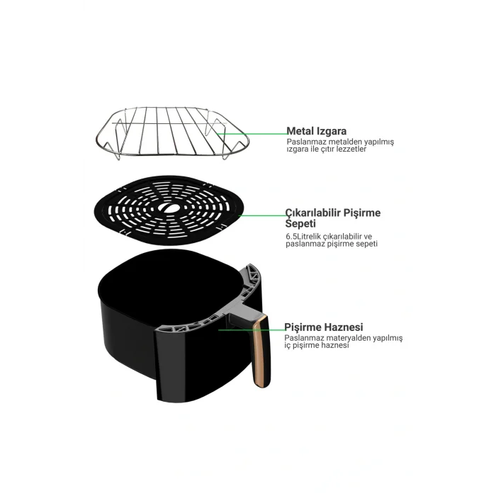 Genel Ürün Wiami Air Fryer 5 Litre – Akıllı Yağsız Fritöz, Dijital Dokunmatik Ekranlı, Siyah