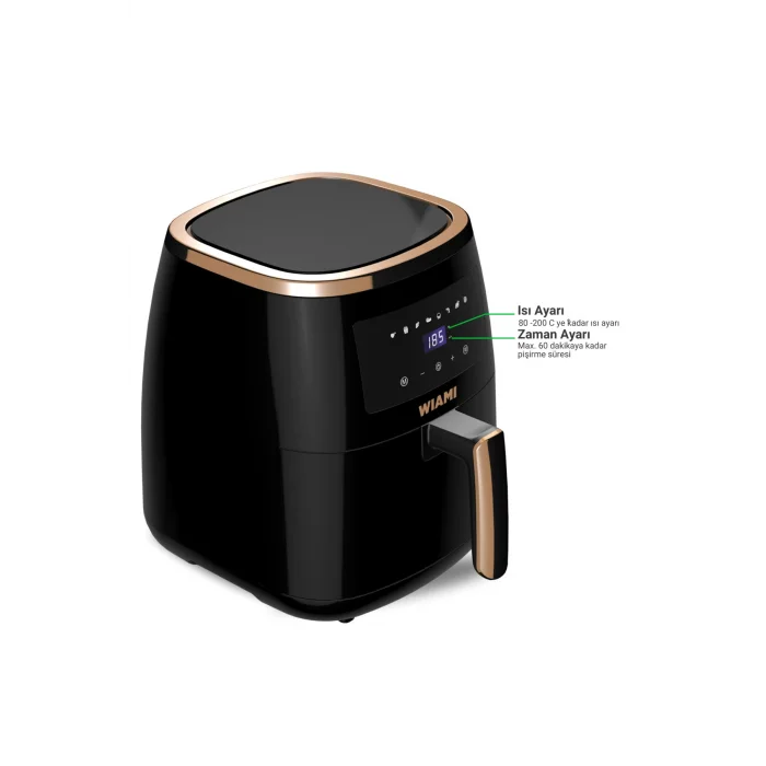 Genel Ürün Wiami Air Fryer 5 Litre – Akıllı Yağsız Fritöz, Dijital Dokunmatik Ekranlı, Siyah