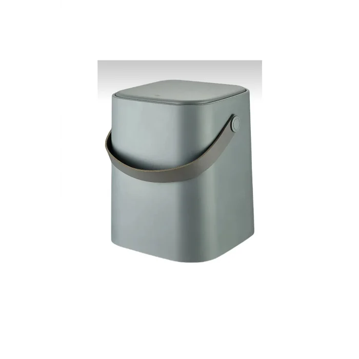 Genel Ürün 8 Lt Click Kapaklı Tutma Saplı Iç Kovalı Tezgah Üst Mutfak Çöp Kovası - Gri (büyük Boy)